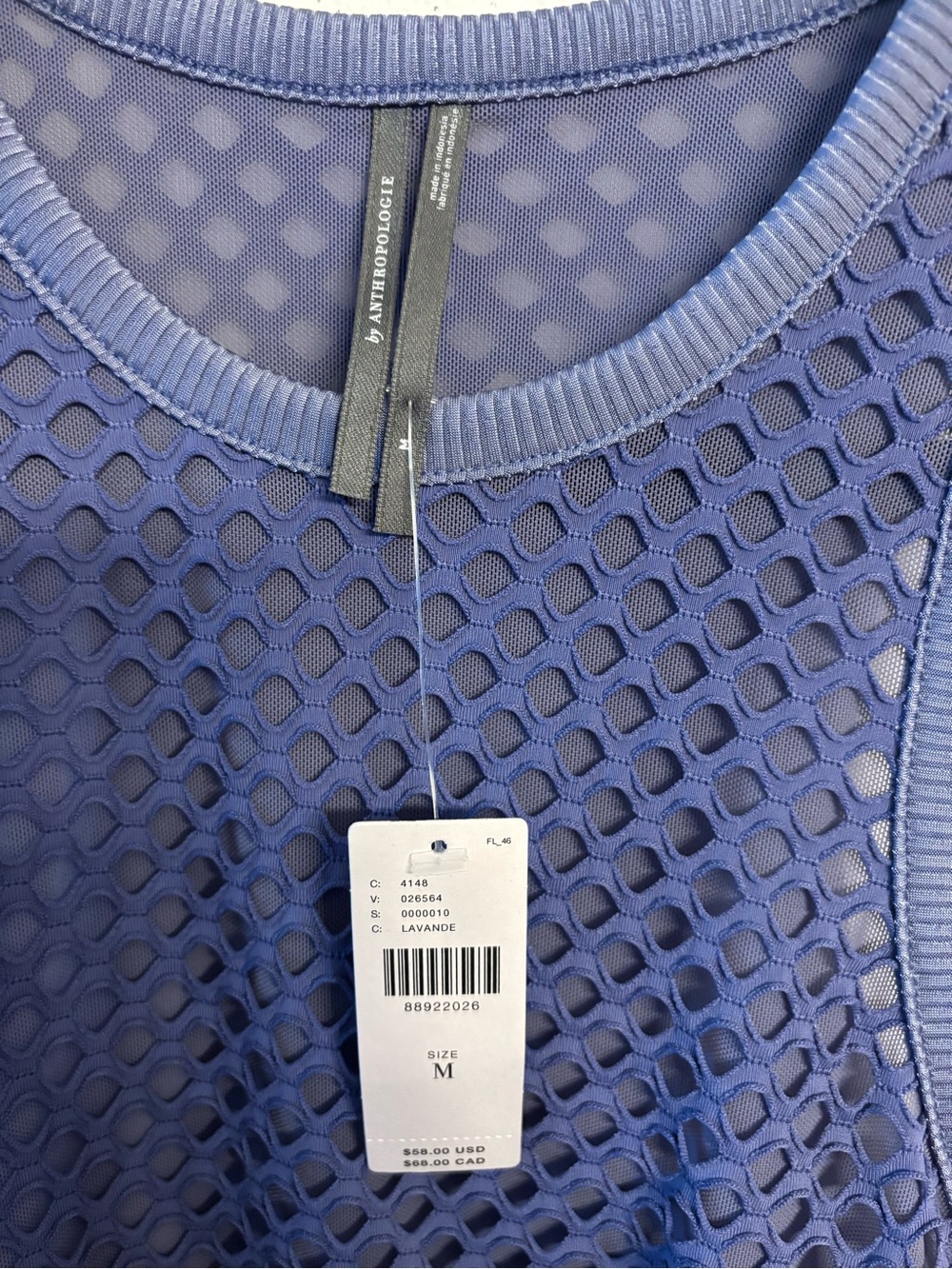 NWT Anthropologie Lavender Mesh Tank Top - Picture 3 of 5